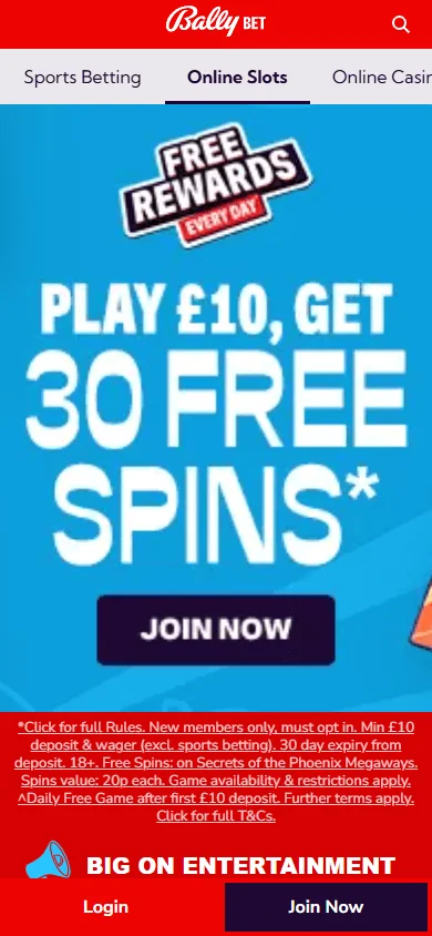 Bally Bet Sports & Casino mobile games catalogue